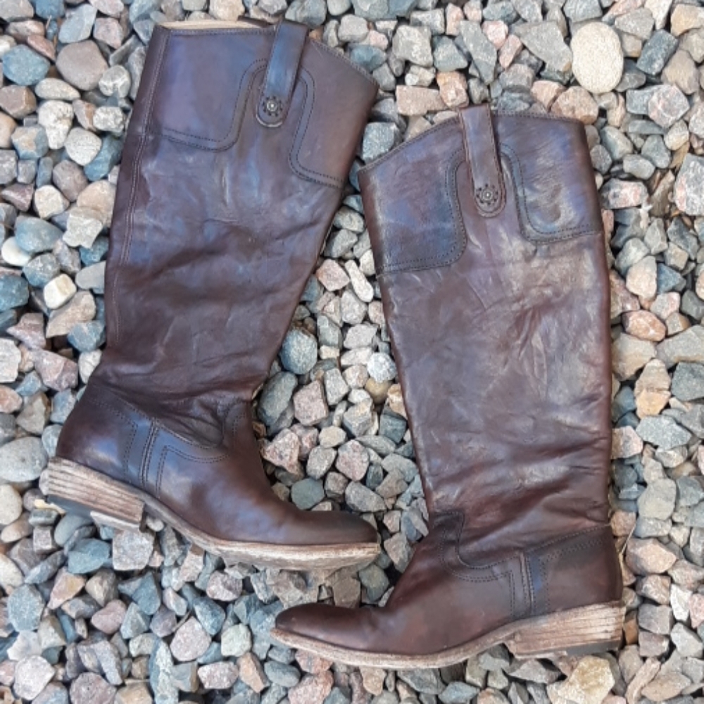 Frye melissa button tall brown leather boots sz 7 - Picture 4 of 8